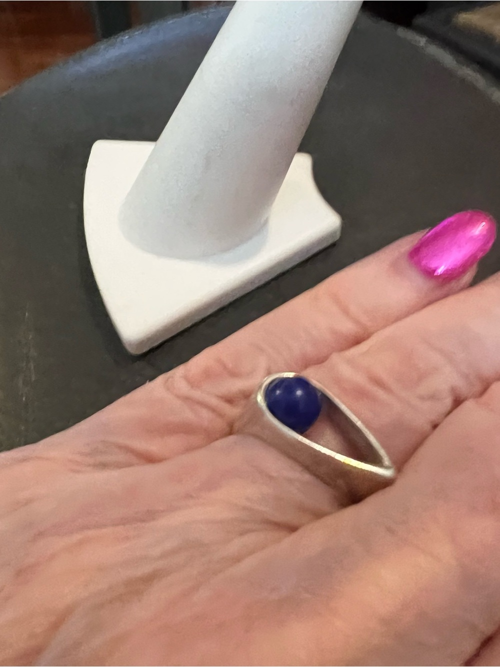 Sterling Silver Lapis Stone Open Frame Ring. Size 5 - Picture 8 of 8